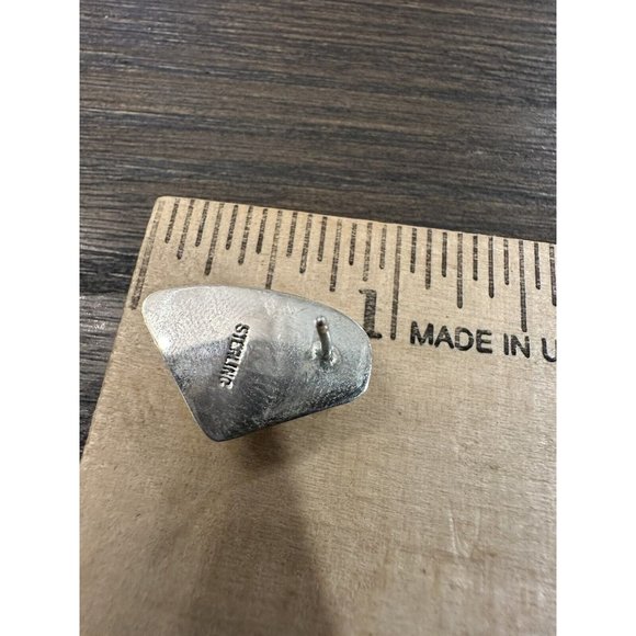 Zuni Handmade Sterling Silver 925 Signed TB Opal Inlay Post Earrings - Picture 6 of 6